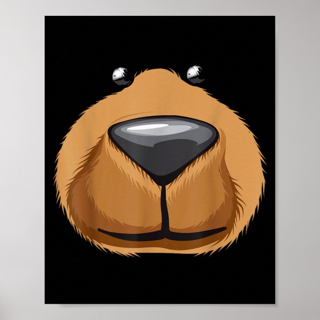 Póster Camiseta De Disfraz De Cara De Oso Lindo Funny Hal (Frente)