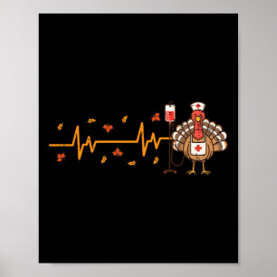 Póster Camiseta de enfermera de Acción de Gracias Latido