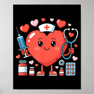 Póster Camiseta de enfermera divertida del día de San Val
