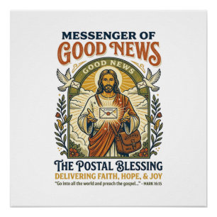 Póster Camiseta de entrega de trabajador postal de Jesús