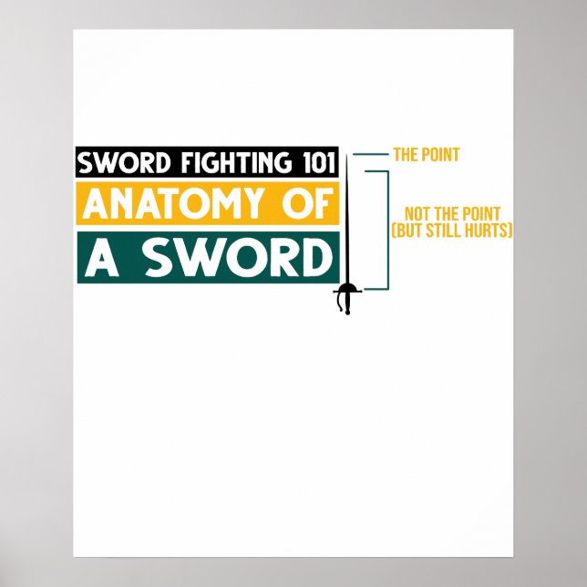 Póster Camiseta de esgrima divertida anatomía lucha con e (Frente)
