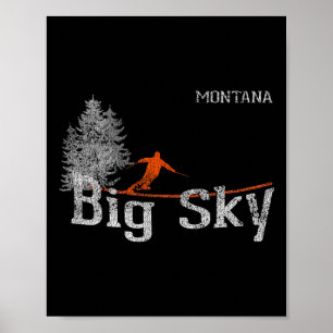 Póster Camiseta de esquí de estilo años 80 Big Sky Montan