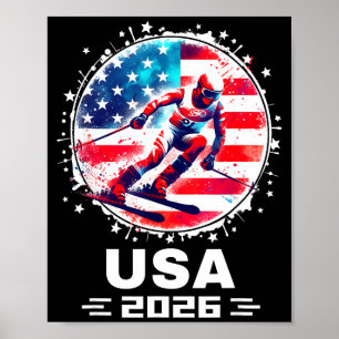 Póster Camiseta de esquí del equipo de EE. UU. 2026 para