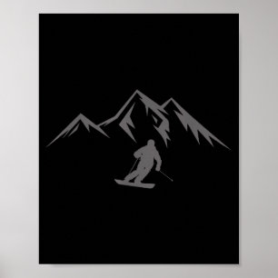 Póster Camiseta de esquí montaña de nieve invierno esquí