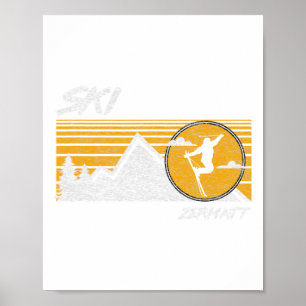 Póster Camiseta de esquí retro Ski Zermatt Suiza