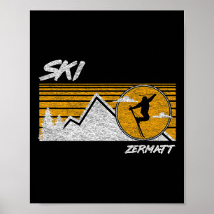 Póster Camiseta de esquí retro Ski Zermatt Suiza 