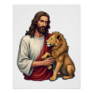 Póster Camiseta De Fe Con Grabado De Jesús Cordero Y León