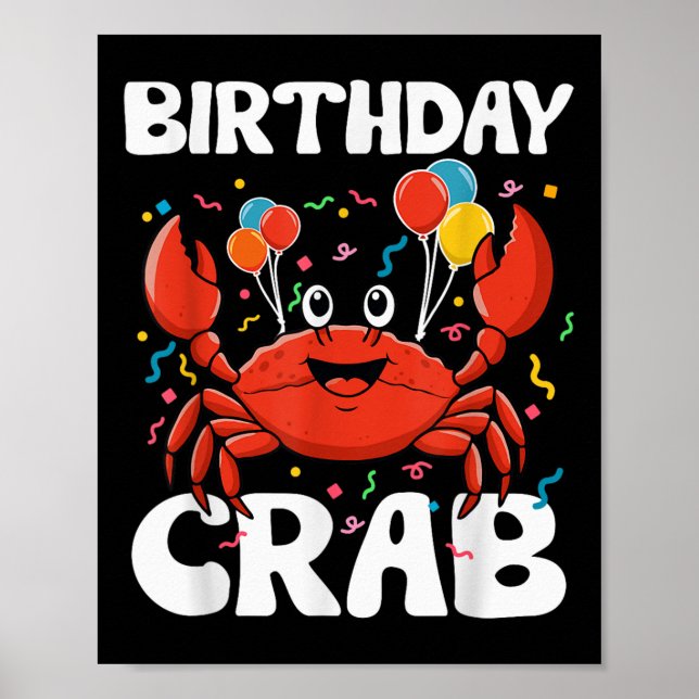 Póster Camiseta de fiesta de cangrejo de cumpleaños Amant (Frente)