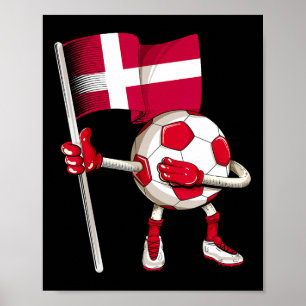 Póster Camiseta de fútbol de Dinamarca Bandera danesa Foo