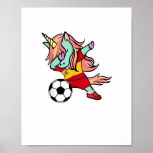 Póster Camiseta de fútbol de España de Unicornio haciendo