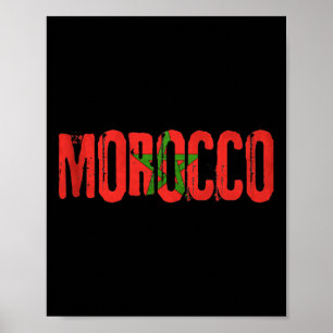 Póster Camiseta de fútbol de Marruecos bandera marroquí p