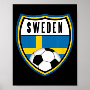 Póster Camiseta de fútbol de Suecia Bandera sueca