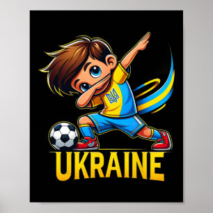 Póster Camiseta de fútbol infantil Dabbing Ukraina con Uc