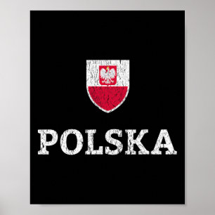 Póster Camiseta de fútbol vintage de Polonia polaco Polsk