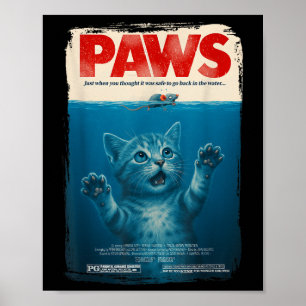 Póster Camiseta de garras de gato gatito vintage retro -