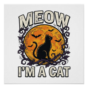 Póster Camiseta de gato de Halloween Maúlla soy un gato V