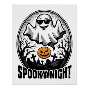 Póster Camiseta de grabado vintage de Halloween de fantas