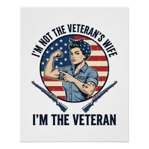 Póster Camiseta de grabado vintage patriota veterana muje