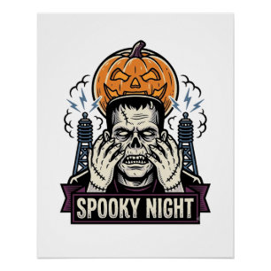 Póster Camiseta de Halloween de monstruo con grabado de l