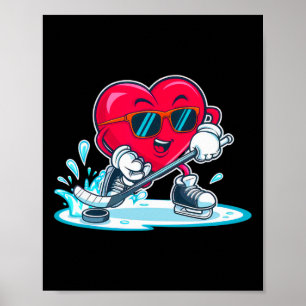 Póster Camiseta de Hockey de Corazón Día de San Valentín