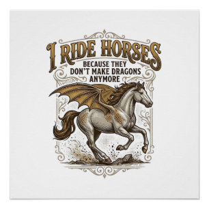 Póster Camiseta de jinete de fantasía de dragón de caball