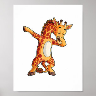 Póster Camiseta de jirafa haciendo Dab Jirafas Divertidas