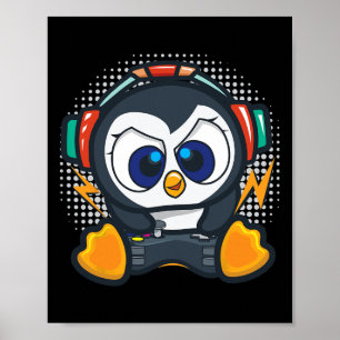 Póster Camiseta de juego de pingüino niños regalo de juga