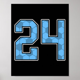 Póster Camiseta de jugador de fútbol azul con patrón núme
