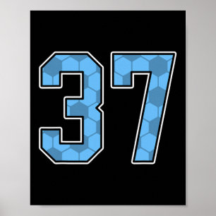 Póster Camiseta de jugador de fútbol azul con patrón núme