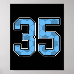 Póster Camiseta de jugador de fútbol azul con patrón núme