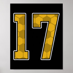 Póster Camiseta de jugador de fútbol con patrón dorado nú