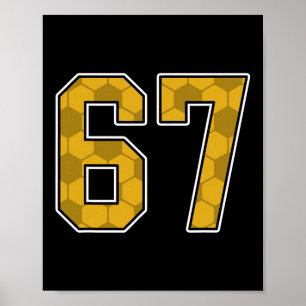 Póster Camiseta de jugador de fútbol patrón dorado número