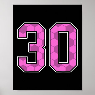 Póster Camiseta de jugador de fútbol rosa con patrón núme