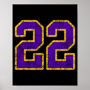Póster Camiseta de jugador número 22 de oro púrpura unifo