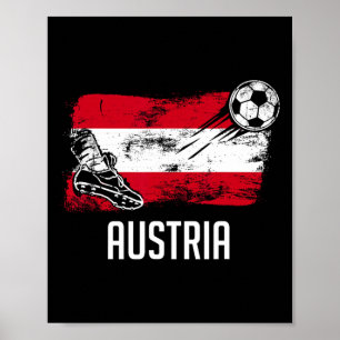 Póster Camiseta de la bandera de Austria Equipo de fútbol