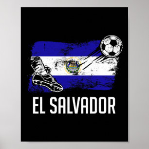 Póster Camiseta de la bandera de El Salvador equipo de fú