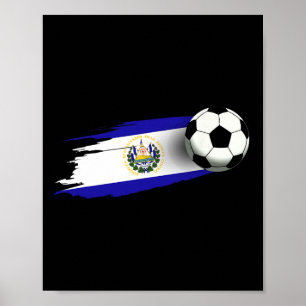 Póster Camiseta de la bandera de El Salvador equipo de fú