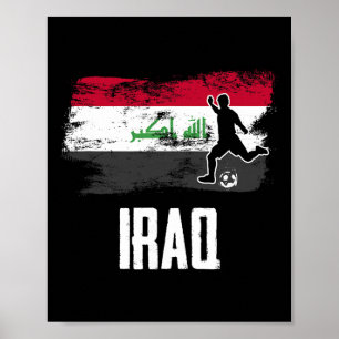 Póster Camiseta de la bandera de Irak Equipo de fútbol ir