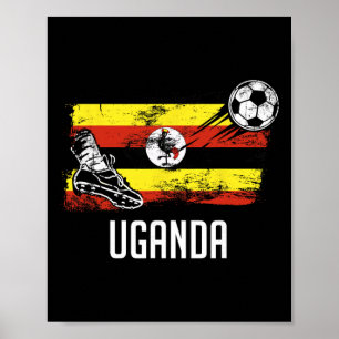Póster Camiseta de la bandera de Uganda Equipo de fútbol 