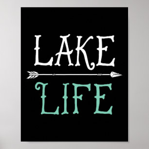 Póster Camiseta de la vida en el lago Pesca Barco Vela Di