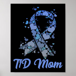 Póster Camiseta de Mamá con Diabetes Tipo 1 Apoyo Concien