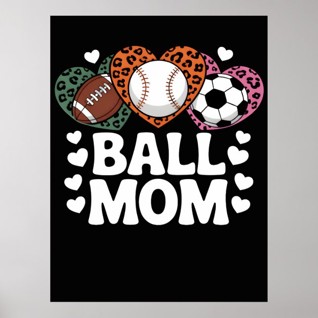 Póster Camiseta de Mamá de Balón con Estampado de Leopard (Frente)