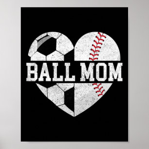 Póster Camiseta de Mamá de Balón Corazón Divertido Fútbol