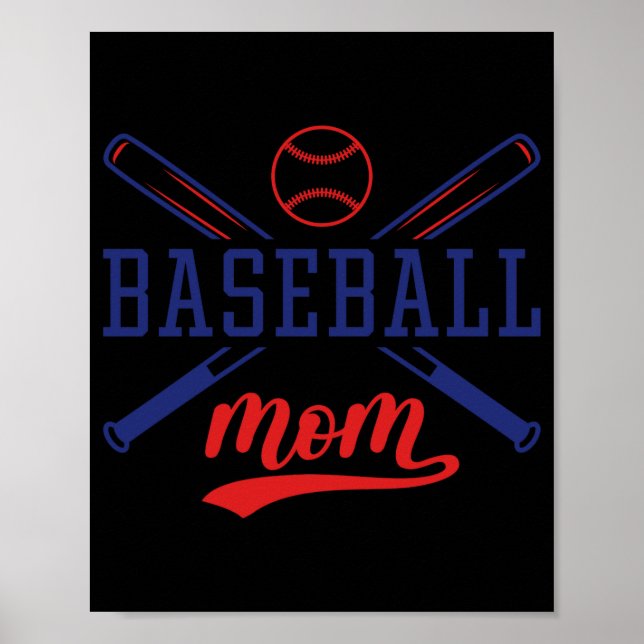 Póster Camiseta de Mamá de Béisbol  (Frente)