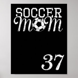 Póster Camiseta de Mamá de Fútbol Número 37 Jugador Favor