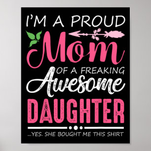 Póster Camiseta de mamá orgullosa regalo de hija Funny Mo
