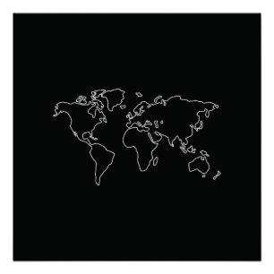 Póster Camiseta De Mapa Mundial Globo Minimalista Viajero