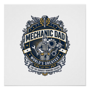 Póster Camiseta de mecánico del día del padre Dad diverti