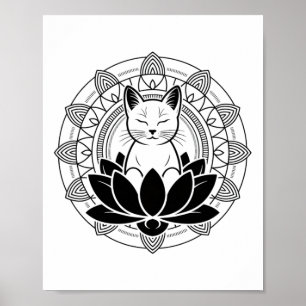 Póster Camiseta de meditación mindfulness flor de loto de