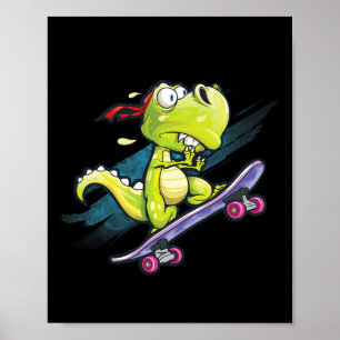 Póster Camiseta de monopatín Dino para niños y hombres 